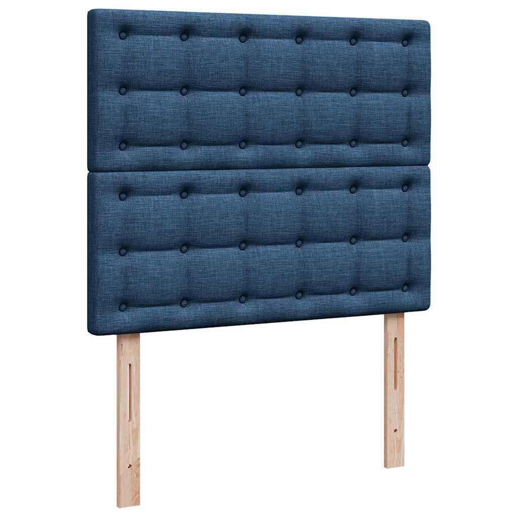 Struttura Letto Pouf con Materasso Blu 120x190 cm in Tessuto