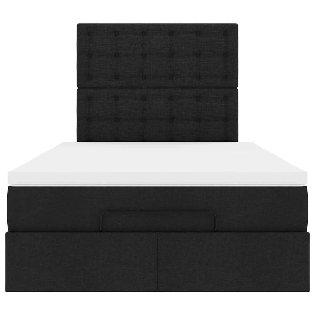 Struttura Letto Pouf con Materasso Nero 120x200 cm in Tessuto