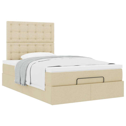 Struttura Letto Pouf con Materasso Crema 120x200 cm in Tessuto | homemem39