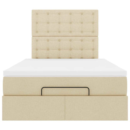 Struttura Letto Pouf con Materasso Crema 120x200 cm in Tessuto