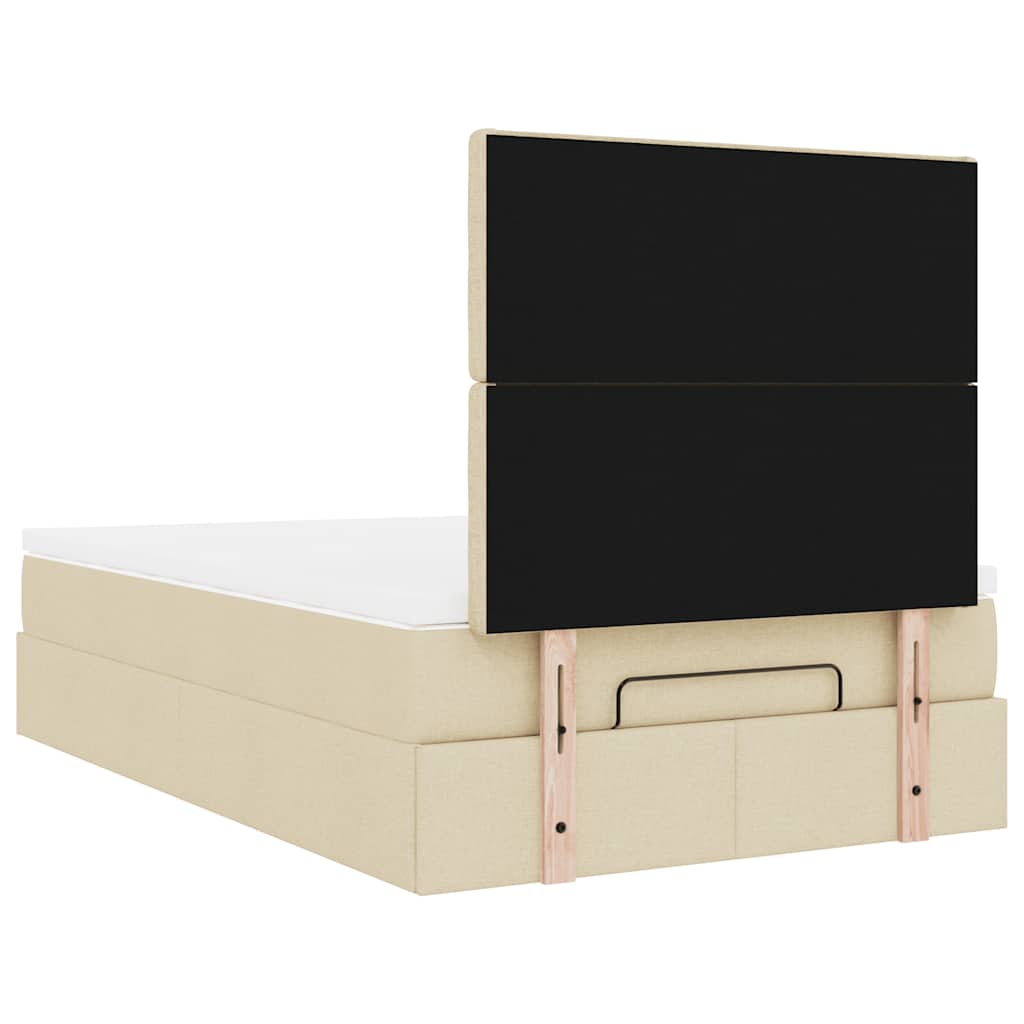 Struttura Letto Pouf con Materasso Crema 120x200 cm in Tessuto | homemem39