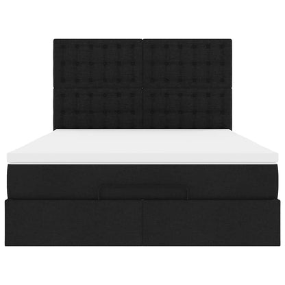Struttura Letto Pouf con Materasso Nero 140x190 cm in Tessuto | homemem39