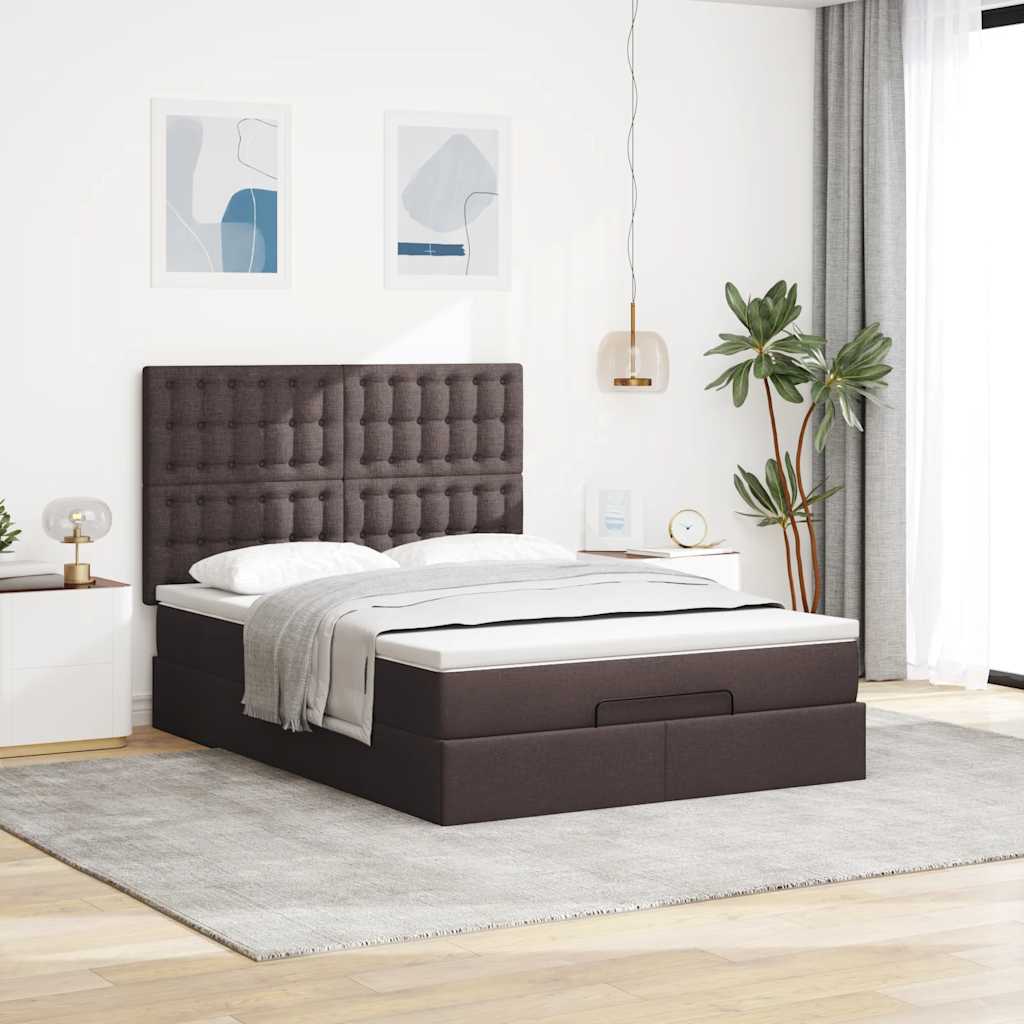 Struttura Letto Pouf con Materasso 140x190 cm in Tessuto | homemem39