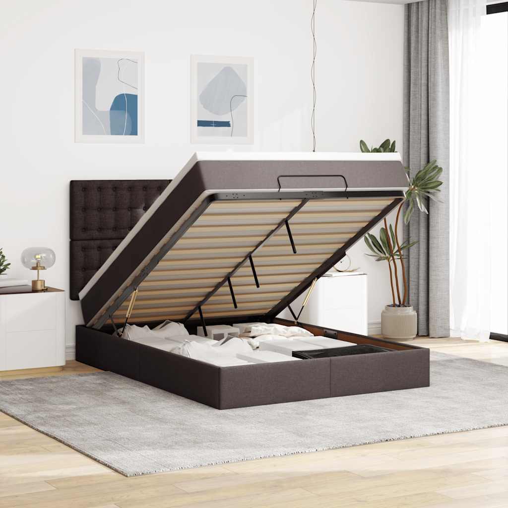 Struttura Letto Pouf con Materasso 140x190 cm in Tessuto | homemem39