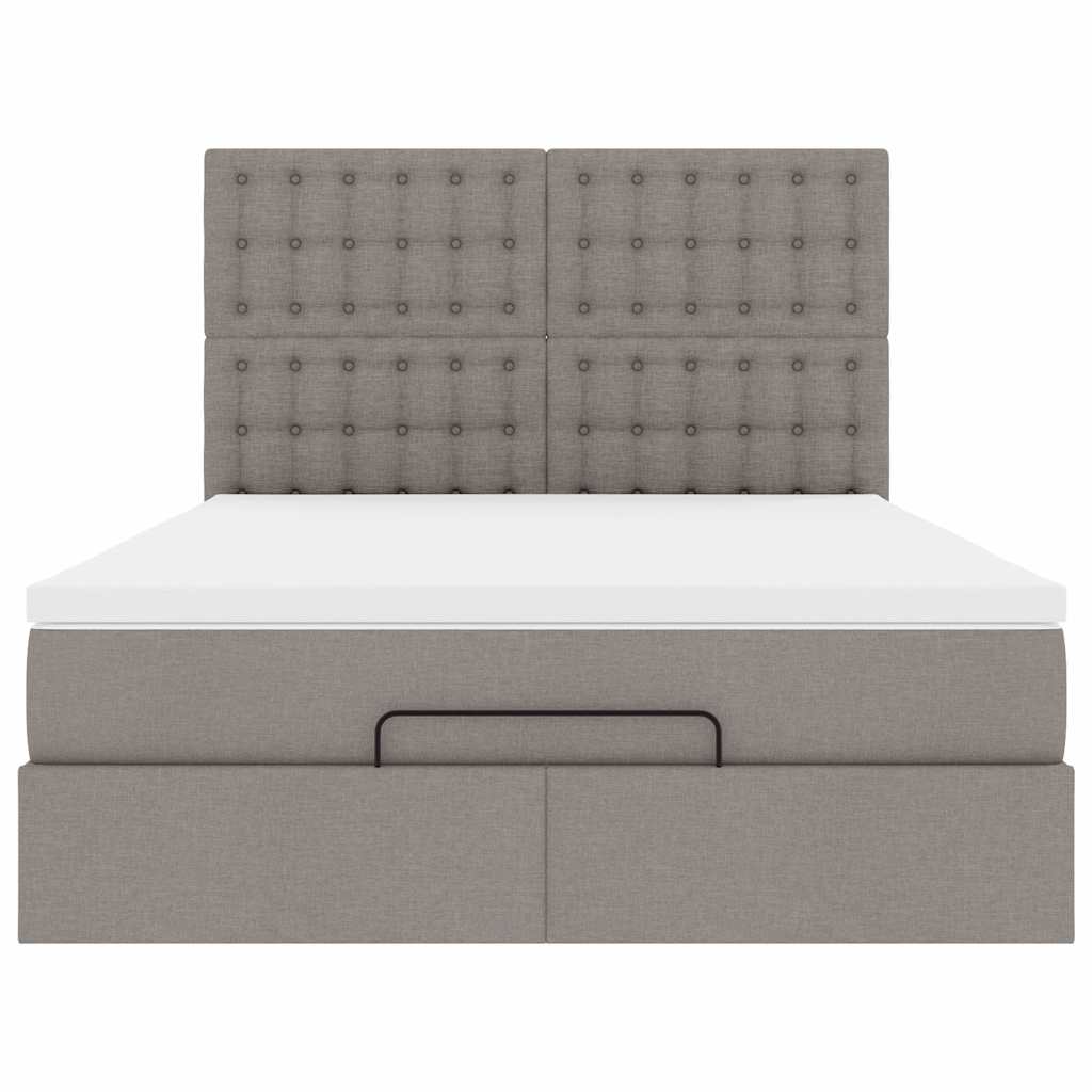 Struttura Letto Pouf con Materasso Tortora 140x190 cm Tessuto | homemem39