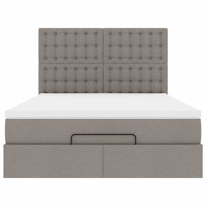 Struttura Letto Pouf con Materasso Tortora 140x190 cm Tessuto | homemem39