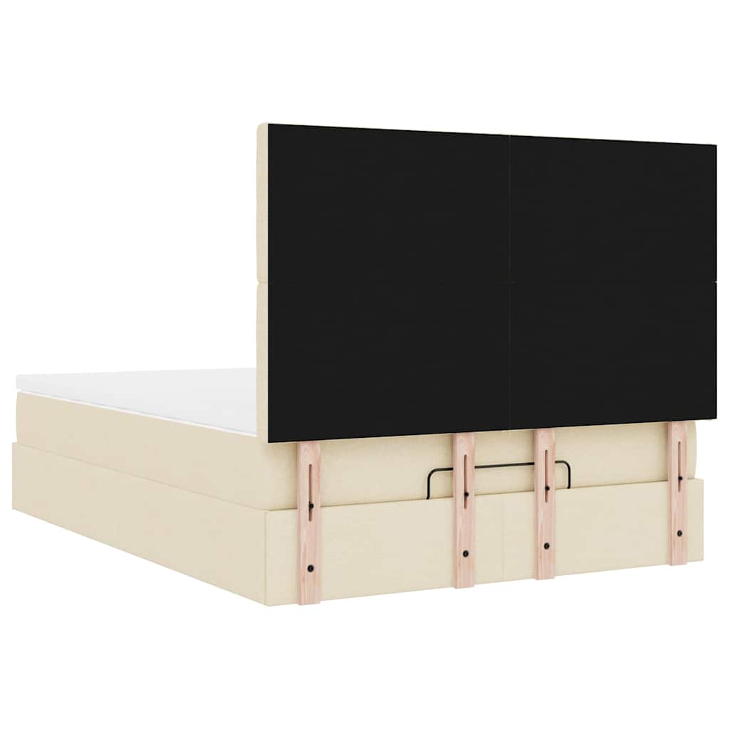 Struttura Letto Pouf con Materasso Crema 140x190 cm in Tessuto | homemem39
