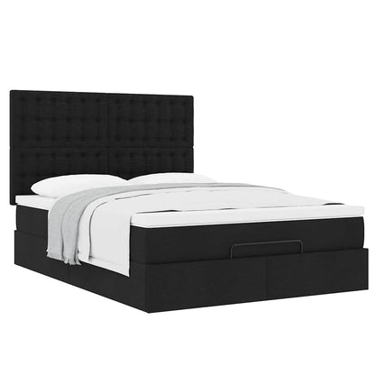 Struttura Letto Pouf con Materasso Nero 140x200 cm in Tessuto | homemem39