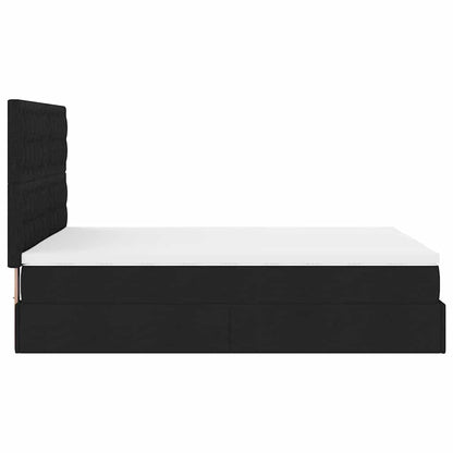 Struttura Letto Pouf con Materasso Nero 140x200 cm in Tessuto | homemem39