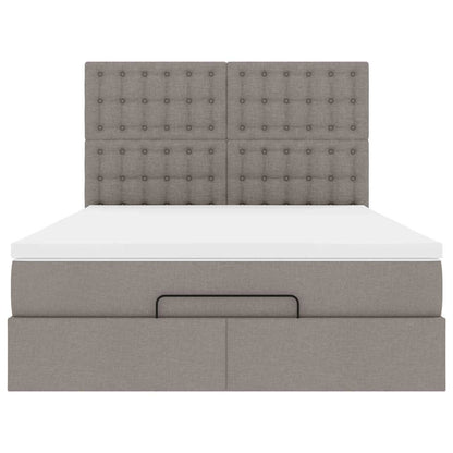 Struttura Letto Pouf con Materasso Tortora 140x200cm in Tessuto