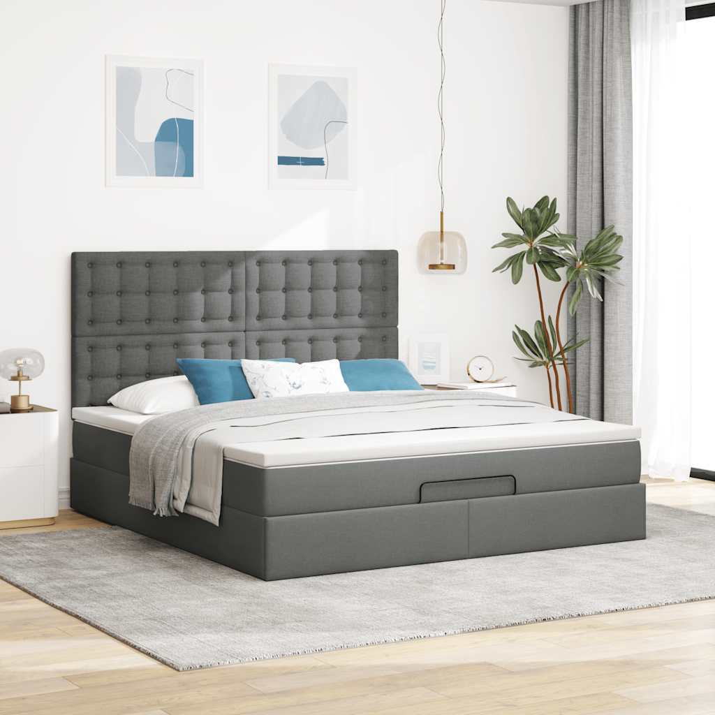 Struttura Letto Pouf con Materasso 160x200 cm in Tessuto | homemem39
