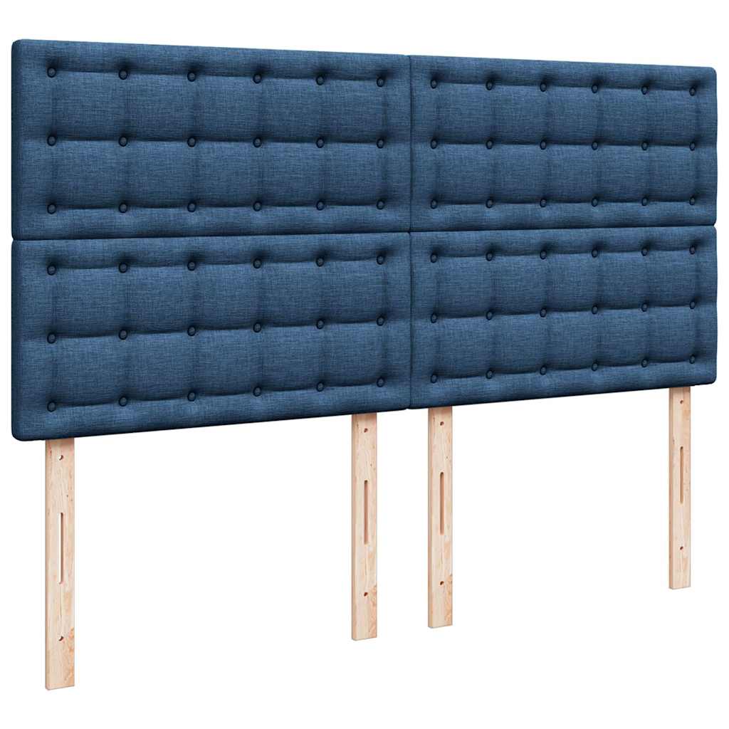Struttura Letto Pouf con Materasso Blu 160x200 cm in Tessuto