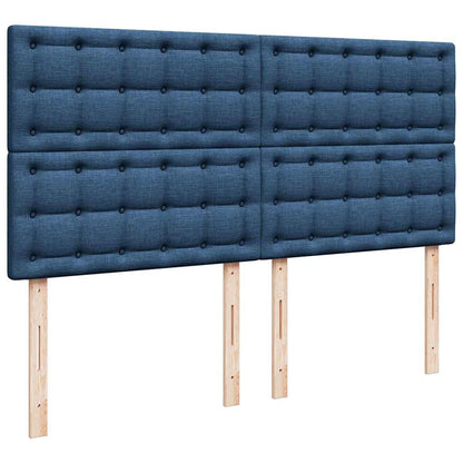 Struttura Letto Pouf con Materasso Blu 160x200 cm in Tessuto