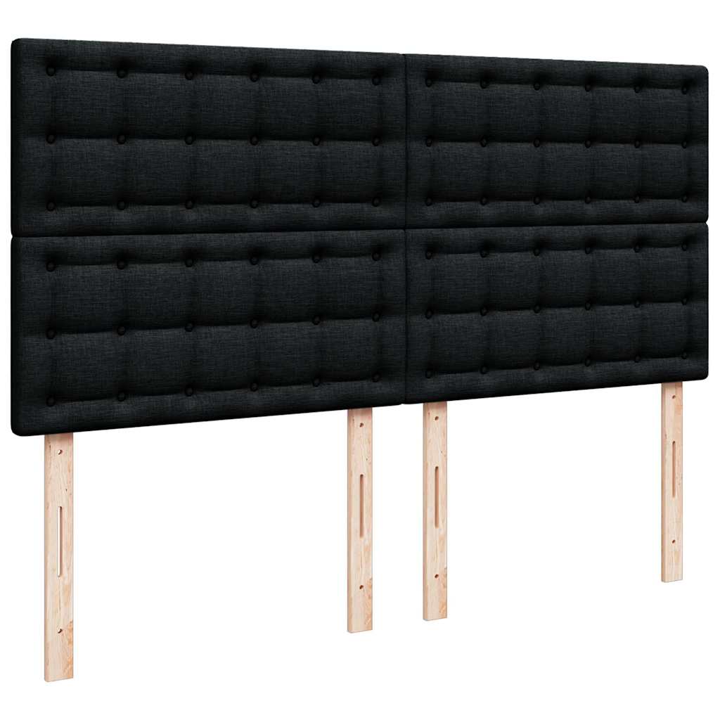 Struttura Letto Pouf con Materasso Nero 180x200 cm in Tessuto