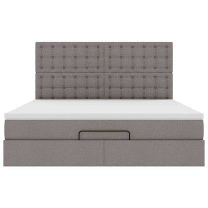 Struttura Letto Pouf con Materasso Tortora 180x200cm in Tessuto