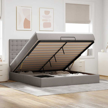 Struttura Letto Pouf con Materasso Tortora 180x200cm in Tessuto