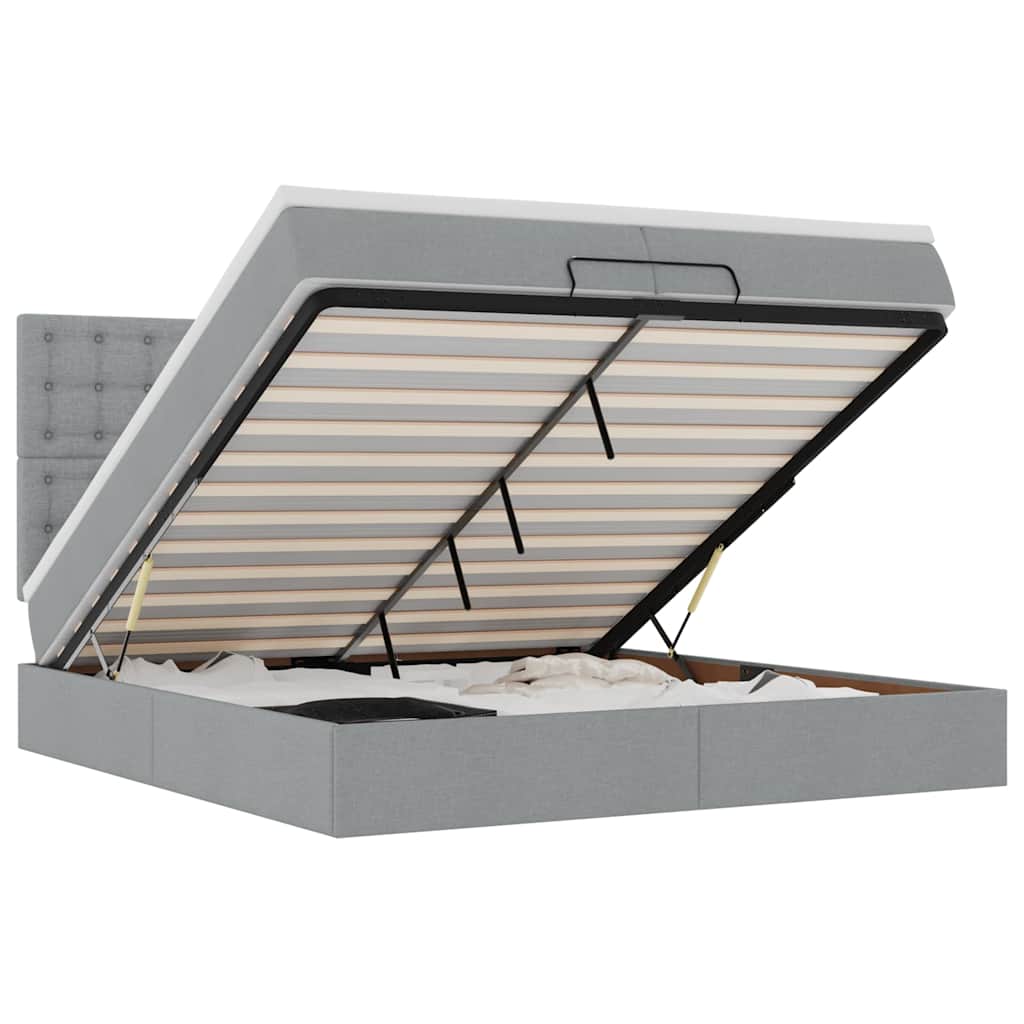 Struttura Letto Pouf con Materassi 200x200 cm in Tessuto | homemem39