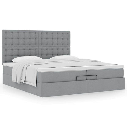 Struttura Letto Pouf con Materassi 200x200 cm in Tessuto | homemem39
