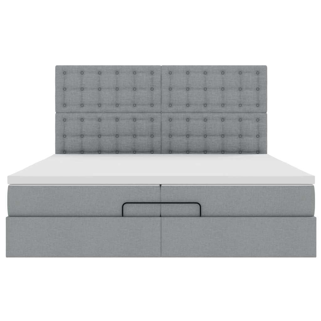 Struttura Letto Pouf con Materassi 200x200 cm in Tessuto | homemem39