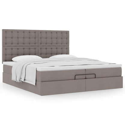 Struttura Letto Pouf con Materassi Tortora 200x200 cm Tessuto | homemem39