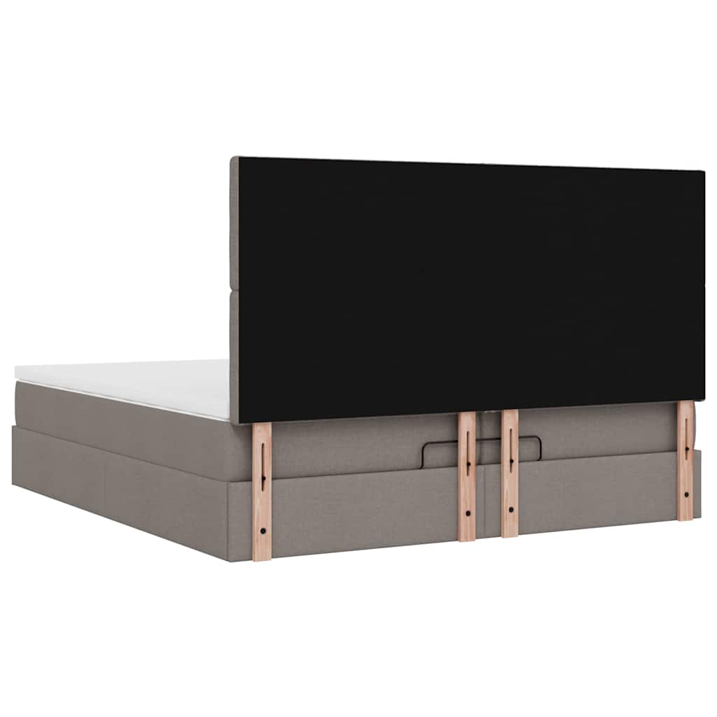 Struttura Letto Pouf con Materassi Tortora 200x200 cm Tessuto | homemem39