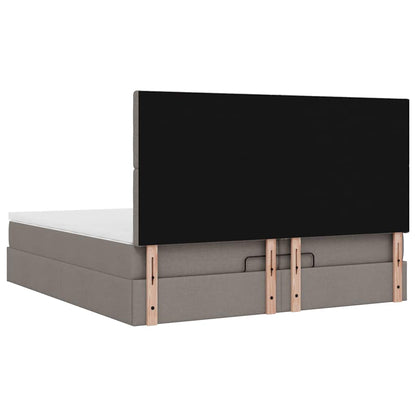 Struttura Letto Pouf con Materassi Tortora 200x200 cm Tessuto
