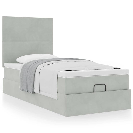 Struttura Letto Pouf con Materassi 90x190 cm in Velluto