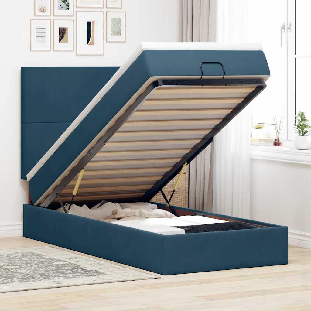Struttura Letto Pouf con Materassi 90x190 cm in Velluto