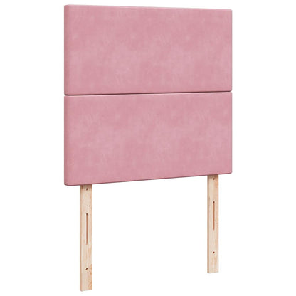 Struttura Letto Pouf con Materassi Rosa 90x190 cm in Velluto