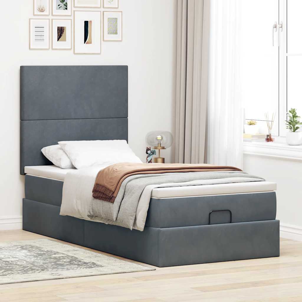 Struttura Letto Pouf con Materassi 90x200 cm in Velluto | homemem39