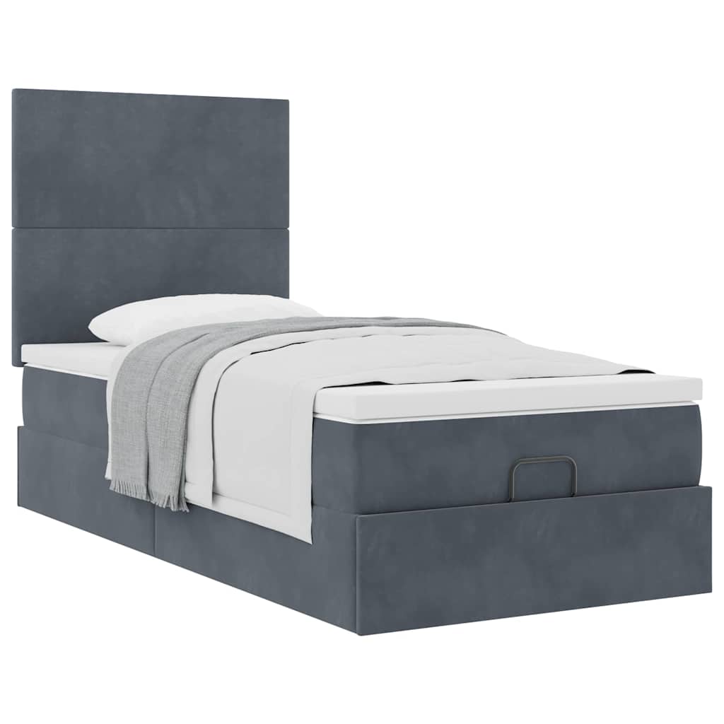 Struttura Letto Pouf con Materassi 90x200 cm in Velluto | homemem39