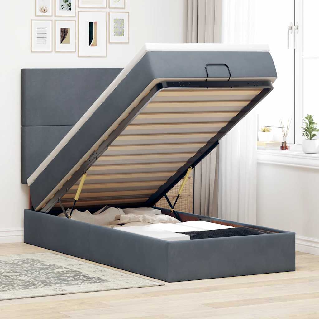 Struttura Letto Pouf con Materassi 90x200 cm in Velluto | homemem39