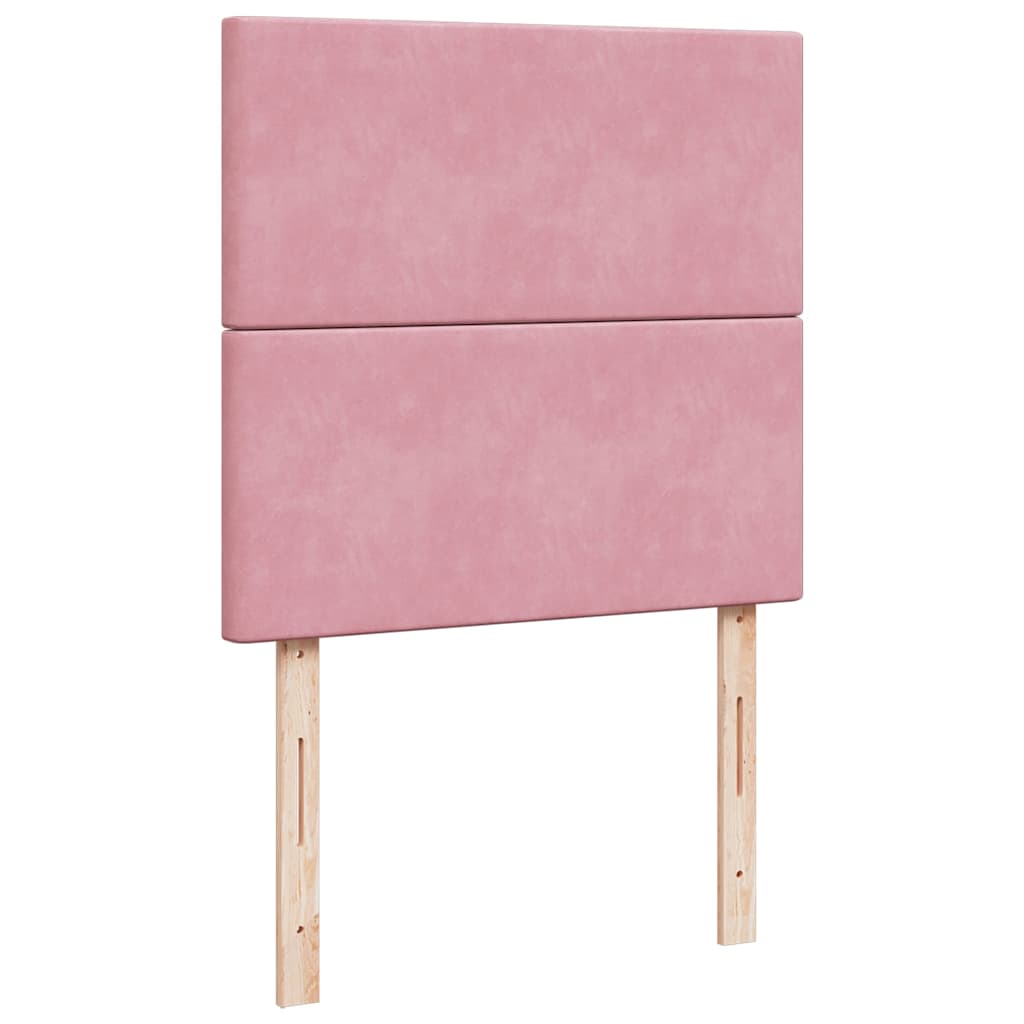 Struttura Letto Pouf con Materassi Rosa 90x200 cm in Velluto