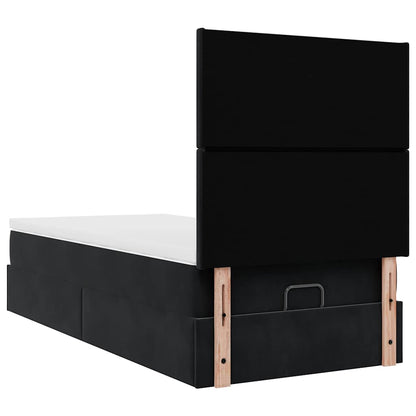 Struttura Letto Pouf con Materassi Nero 100x200 cm Velluto