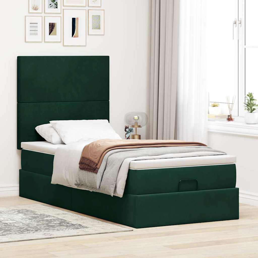 Struttura Letto Pouf con Materassi 100x200 cm Velluto