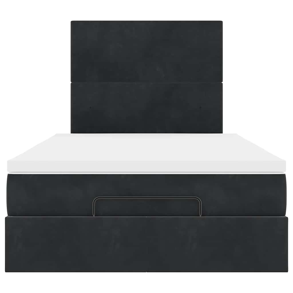 Struttura Letto Pouf con Materassi Nero 120x190 cm Velluto