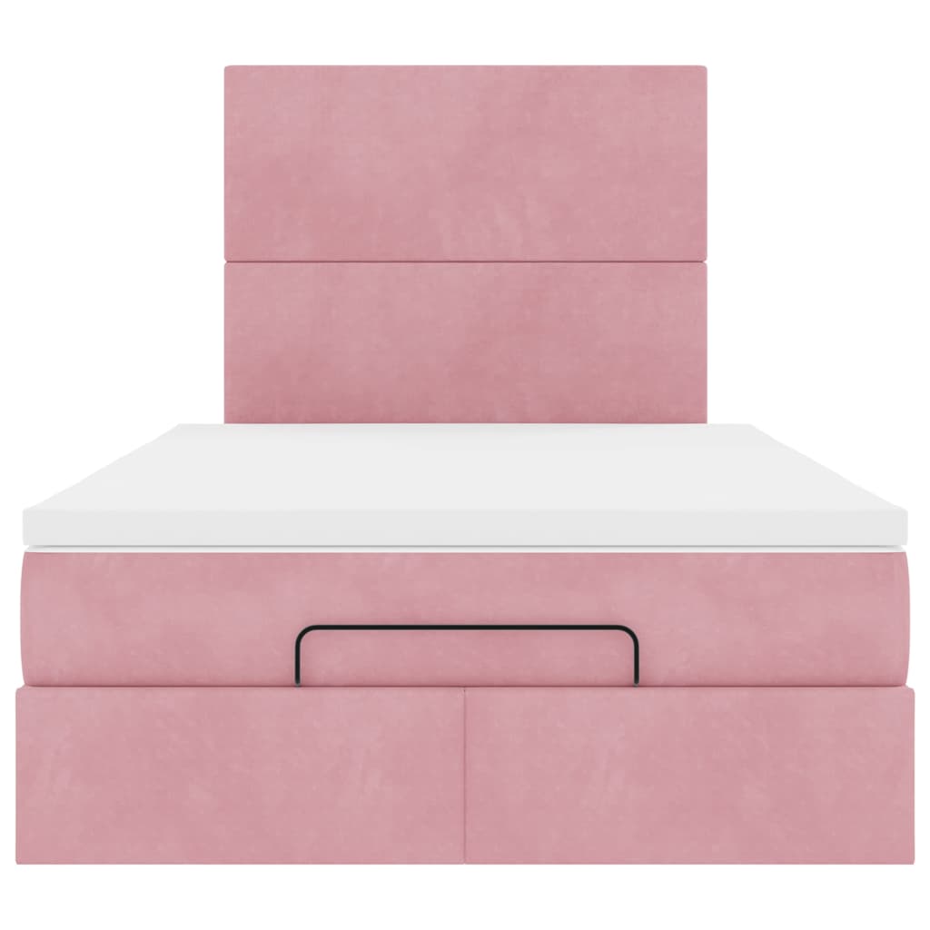 Struttura Letto Pouf con Materassi Rosa 120x190 cm Velluto