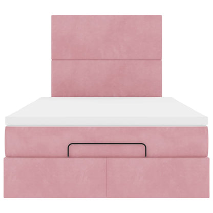 Struttura Letto Pouf con Materassi Rosa 120x190 cm Velluto