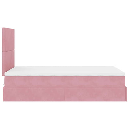 Struttura Letto Pouf con Materassi Rosa 120x190 cm Velluto