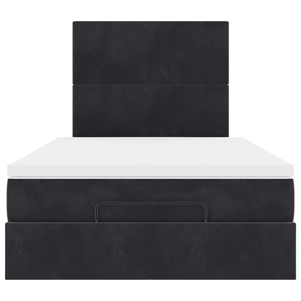 Struttura Letto Pouf con Materassi Nero 120x200 cm Velluto
