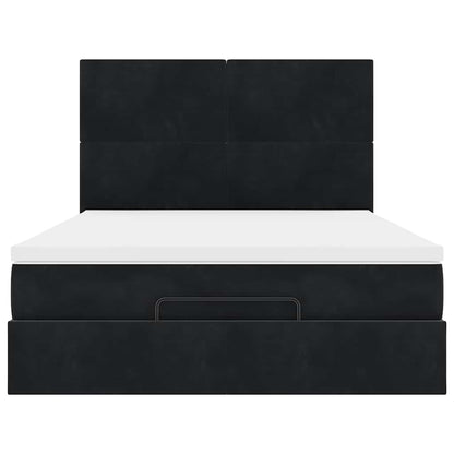 Struttura Letto Pouf con Materassi Nero 140x190 cm in Velluto | homemem39