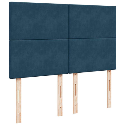 Struttura Letto Pouf con Materassi Blu 140x200cm in Velluto