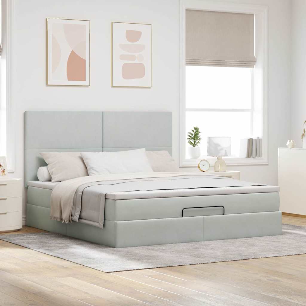 Struttura Letto Pouf con Materassi 160x200 cm in Velluto