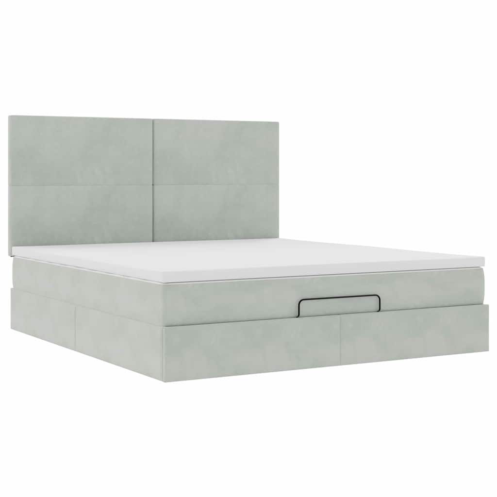 Struttura Letto Pouf con Materassi 160x200 cm in Velluto - homemem39
