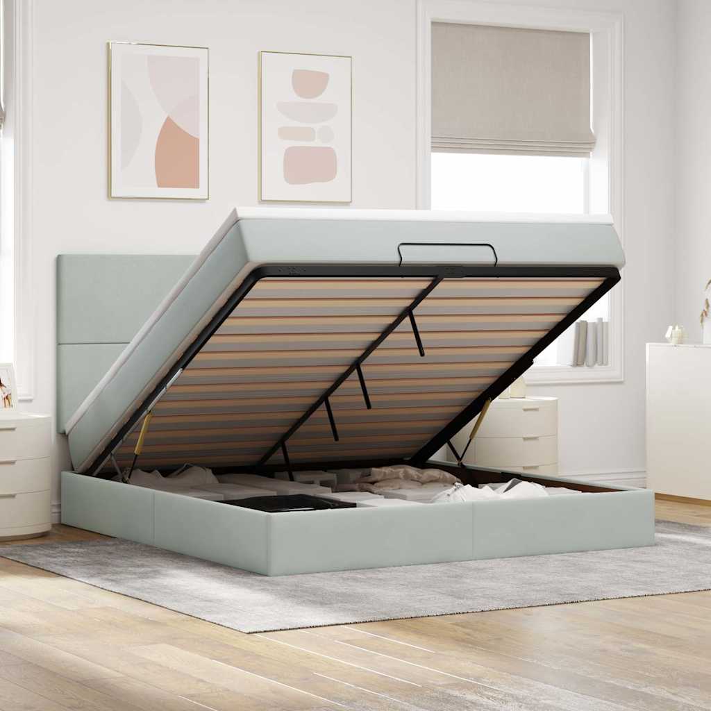 Struttura Letto Pouf con Materassi 160x200 cm in Velluto