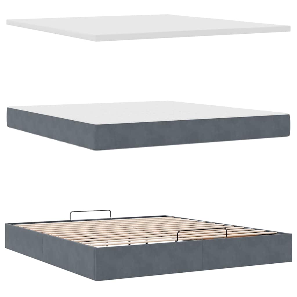 Struttura Letto Pouf con Materassi 160x200 cm in Velluto
