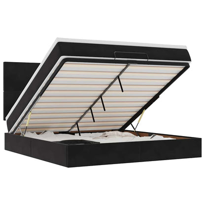 Struttura Letto Pouf con Materassi Nero 160x200 cm in Velluto - homemem39