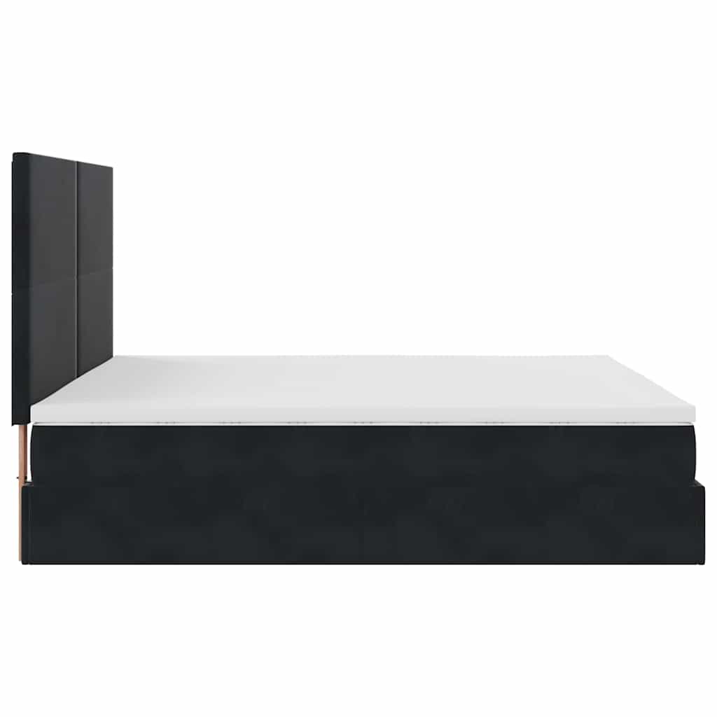 Struttura Letto Pouf con Materassi Nero 160x200 cm in Velluto