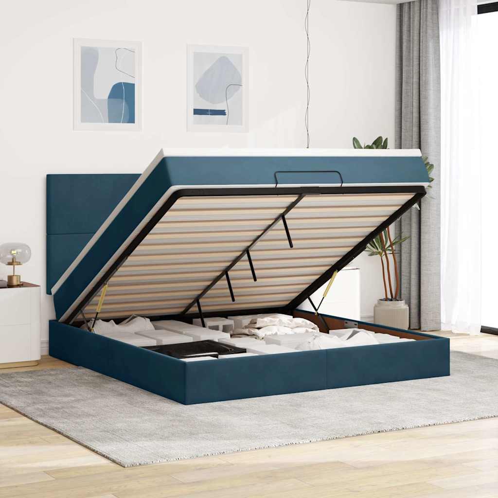 Struttura Letto Pouf con Materassi 160x200 cm Velluto