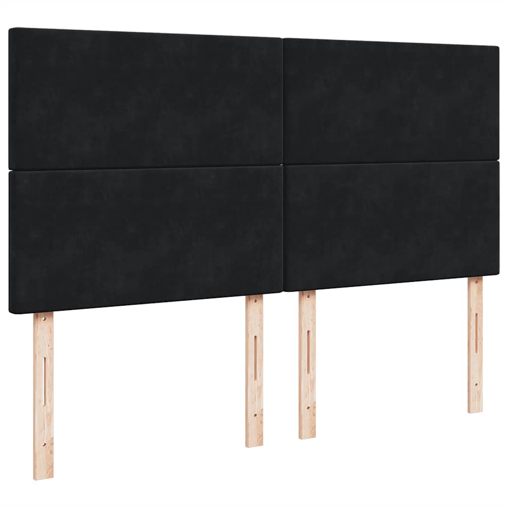 Struttura Letto Pouf con Materassi Nero 180x200 cm in Velluto